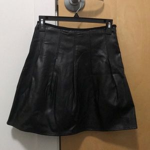 Black Leather Skater Skirt